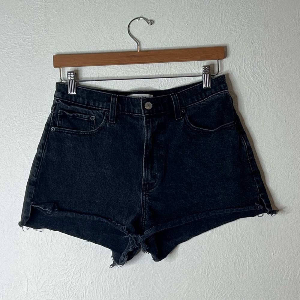 Abercrombie & Fitch Curve Love High Rise Mom Denim Shorts Black Size 29/8